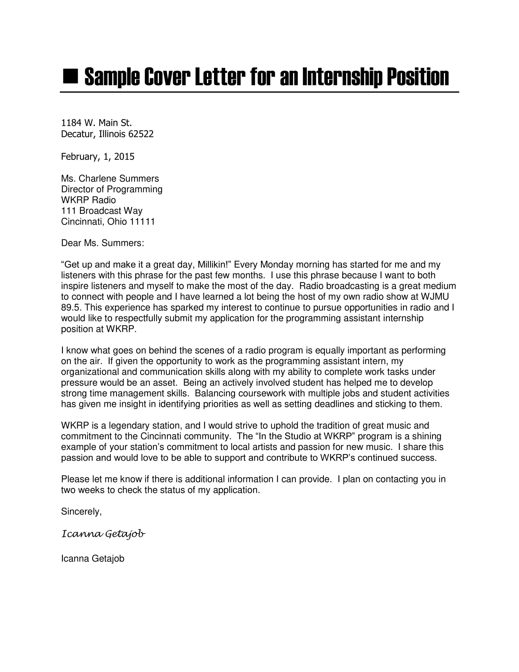 41684 cover letter internship writing
