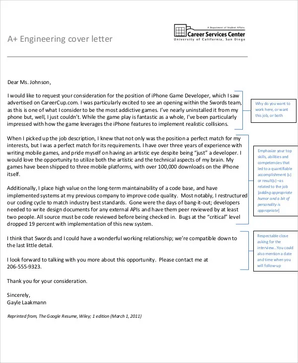 41687 engineering cover letter components